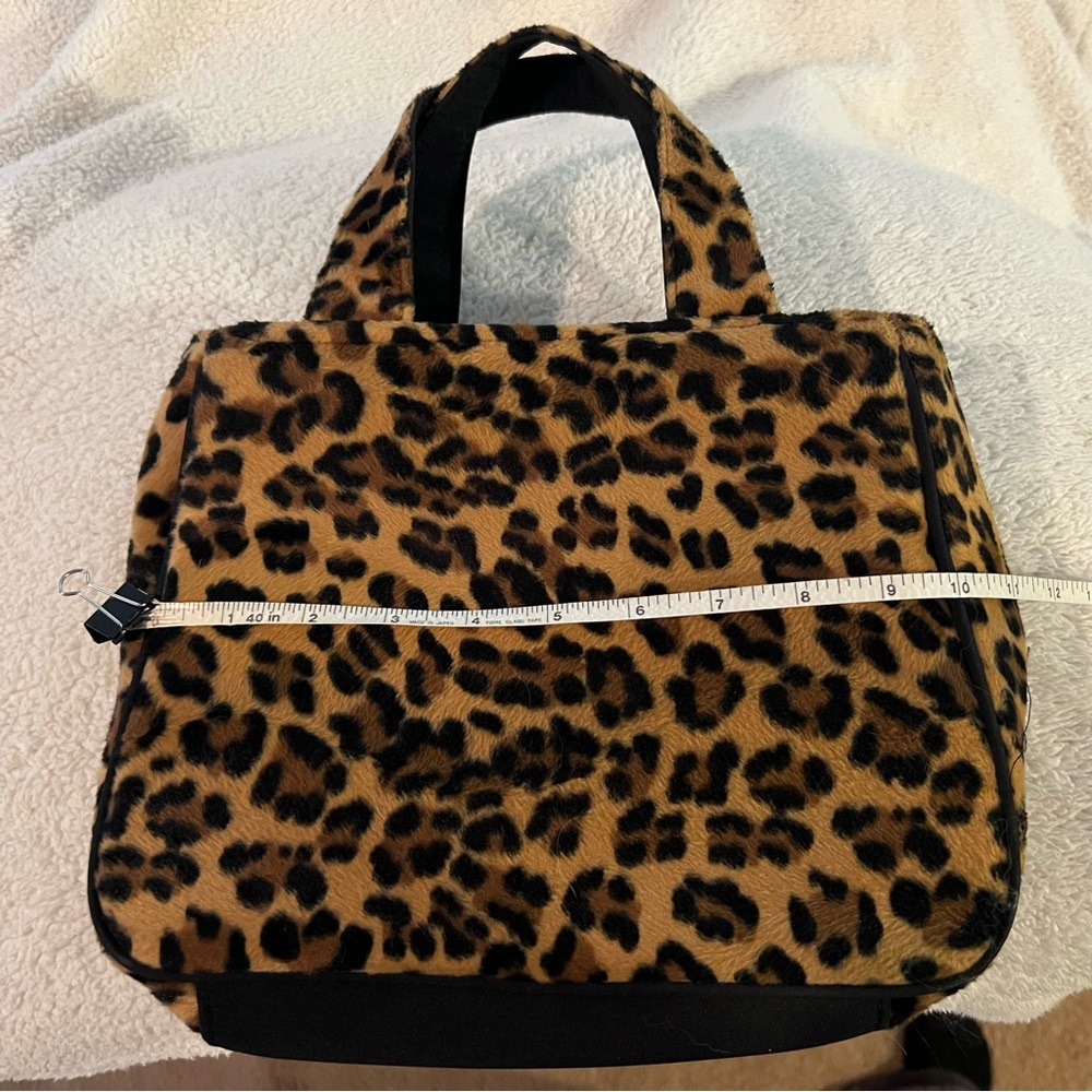 Leopard Print Faux Fur Bag - Brown